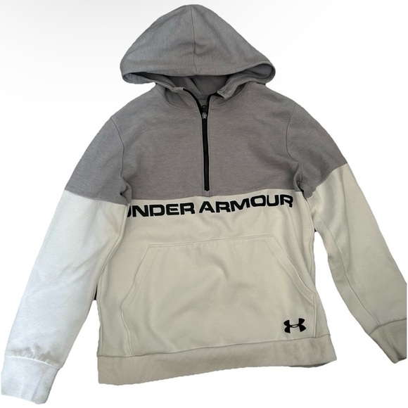Under Armour Youth 1/4 Zip Hoodie White Grey Size Large - Picture 1 of 3